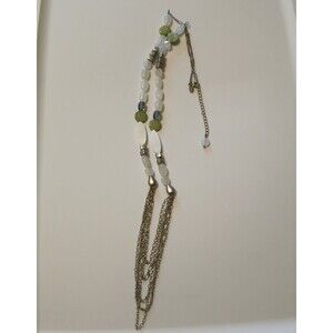 Lia Sophia Mother Of Pearl Beaded Chain Necklace - Green, Silver, White